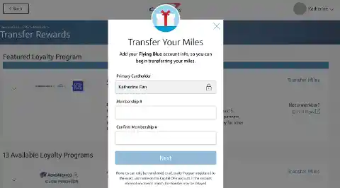 Transfer Miles from Universal Credit Cards