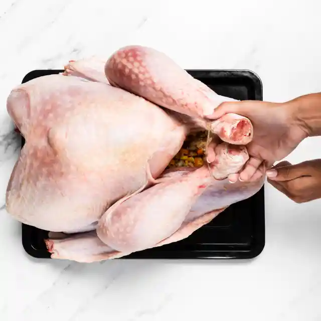 Preparing the turkey
