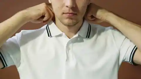Fix the collar on your shirts with double-sided tape