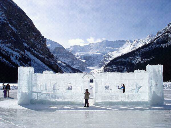 Ice Castle on Lake Louise in Banff National Park